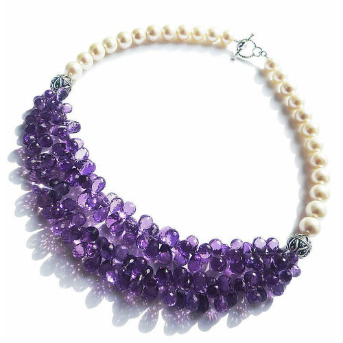 Колье Mia Diva , Александрит, жемчуг пресноводный, фиолетовый, белый