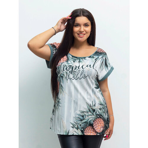 фото Футболка style margo, размер 58, хаки