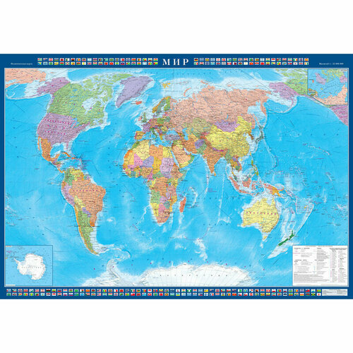 Настенная карта, Мир, политическая агт геоцентр настенная политическая карта мира размер 160х107 масштаб 1 26 на рейках