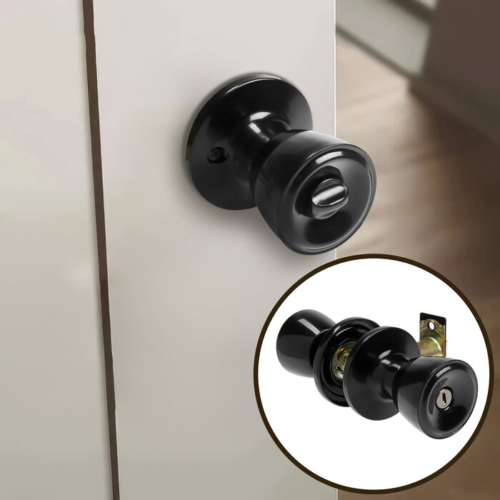 Защелка 1202 с фиксатором глянцевая чёрная