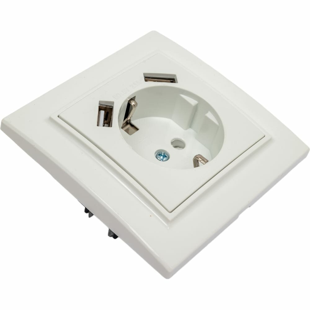 ERR16-028-100-2USB Минск Розетка 1-местная СП с/з 16А белая с защ. штор. с 2 USB 2,1А EKF - фото №15