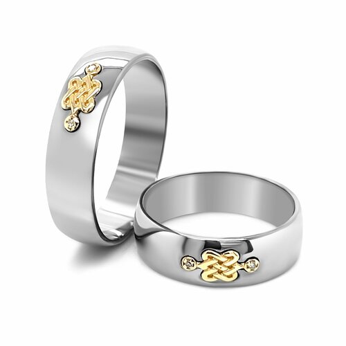 Кольцо обручальное Арт-Ювелир, серебро, 925, 585 проба, платинирование, бриллиант, размер 16.5, серебристый