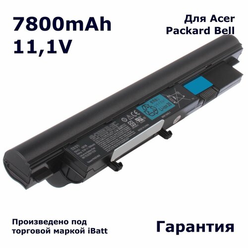 Аккумулятор iBatt 7800mAh, для EasyNote Butter m Aspire Timeline 3810TG 5810T 4810TZ 4410 3410T 3810T