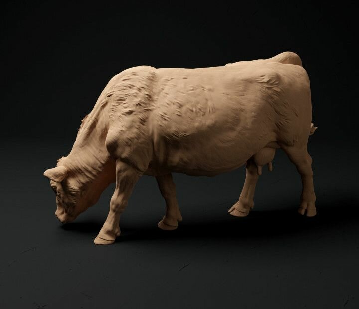 Миниатюра красной коровы, 7 сантиметров. Под раскраску.