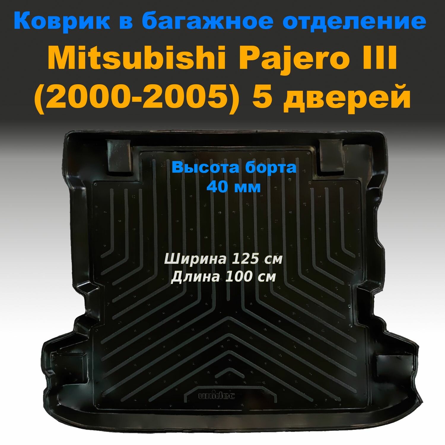 Коврик в багажник Mitsubishi Pajero III (2000-2005) 5 дверей (NPL) пластик