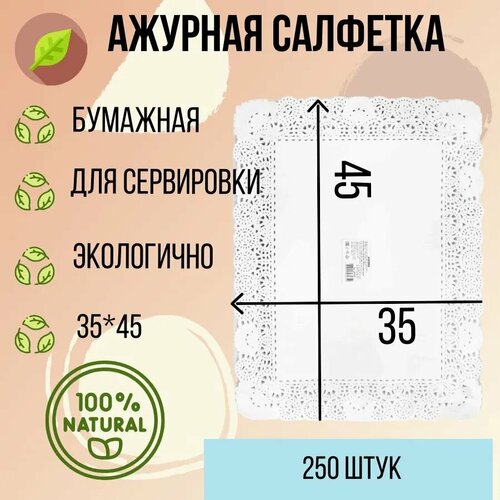 Ажурная сервировочная салфетка 3545см 250шт Авиора Aviora 2100₽