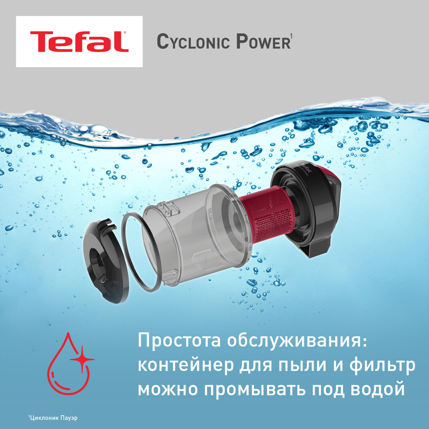 Пылесос с контейнером Tefal Cyclonic Power TW1923RH, красный/черный