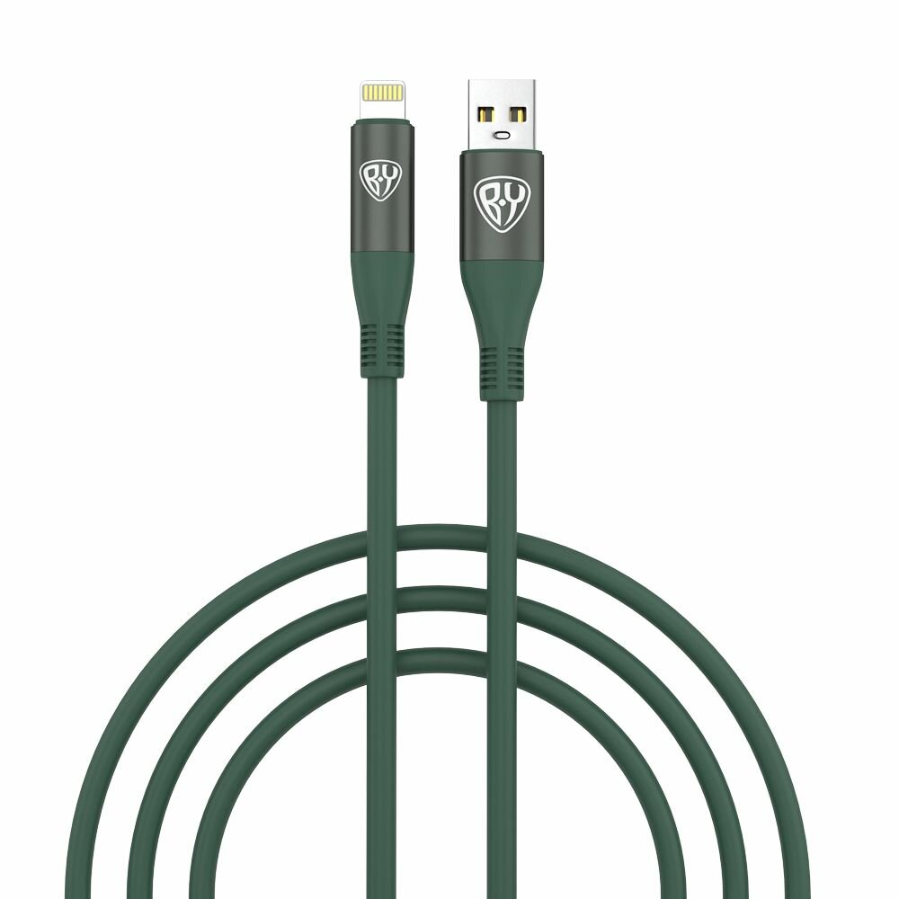 фото BY Кабель для зарядки Flexi iP, 1 м, 3А, Быстрая зарядка, зеленый