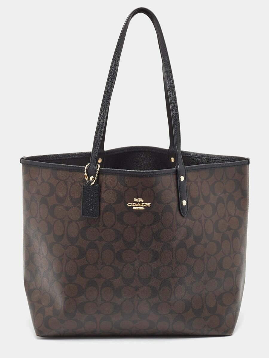 фото Сумка женская COACH City Tote Bag In Signature Canvas 5696 signature canvas/Gold/Brown Black