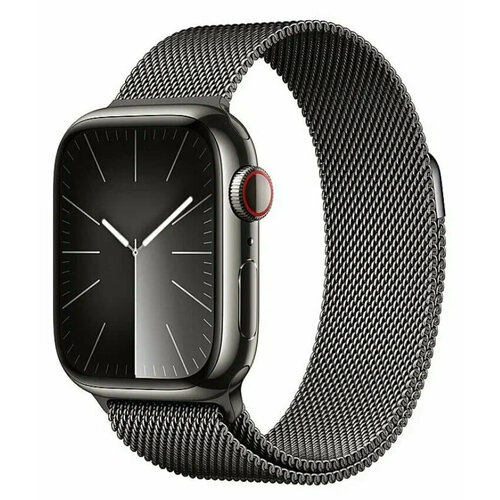 Умные часы Apple Watch Series 9 45 мм Steel Case GPS Cellular Graphite Milanese Loop 111661₽