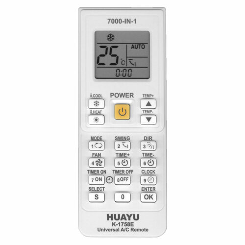 Пульт ДУ для кондиционеров Huayu KT-9018 K-1758E 7000в1 универсальный 1168₽