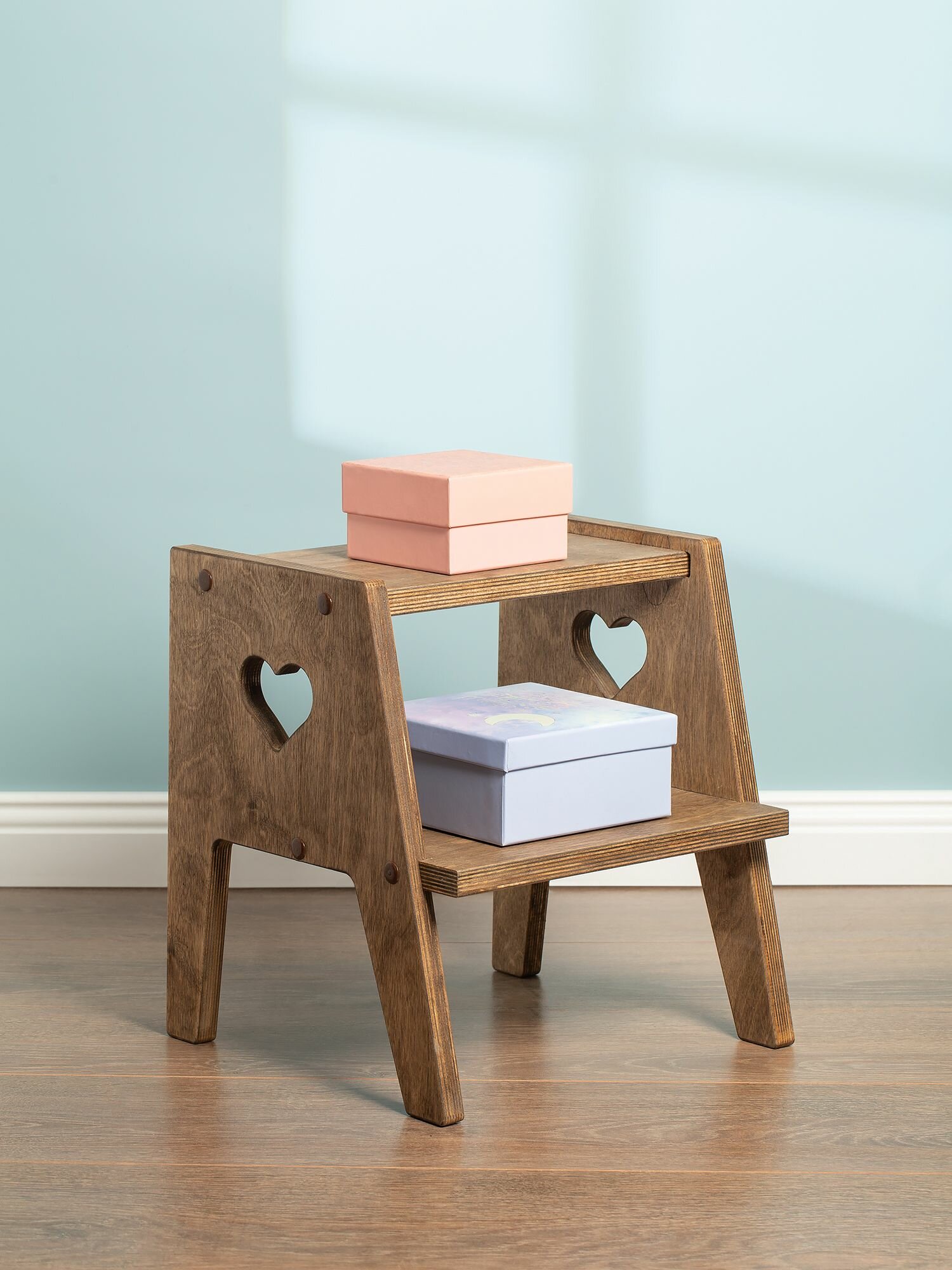 фото Табурет стремянка деревянная в масле палисандр для детей и взрослых