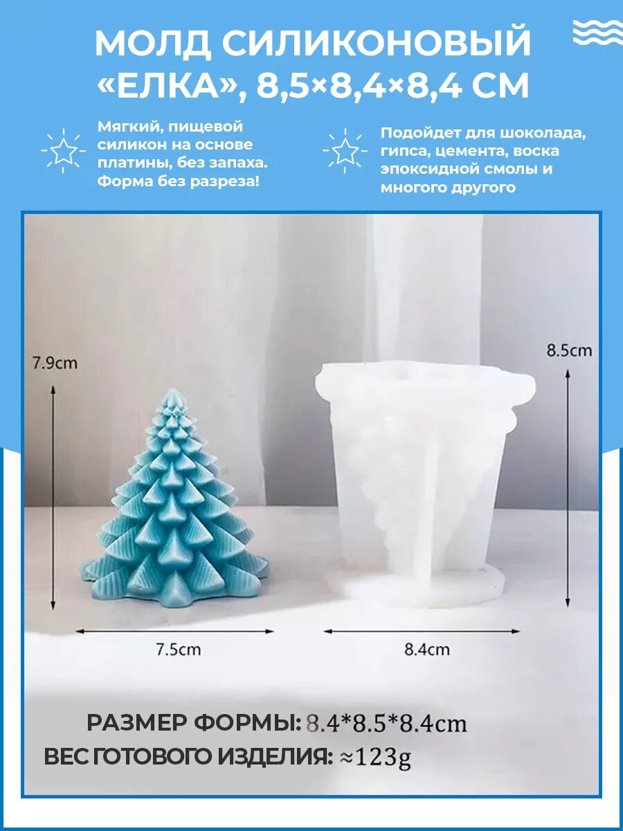 Силиконовая форма / молд для свечей и мыла Елка