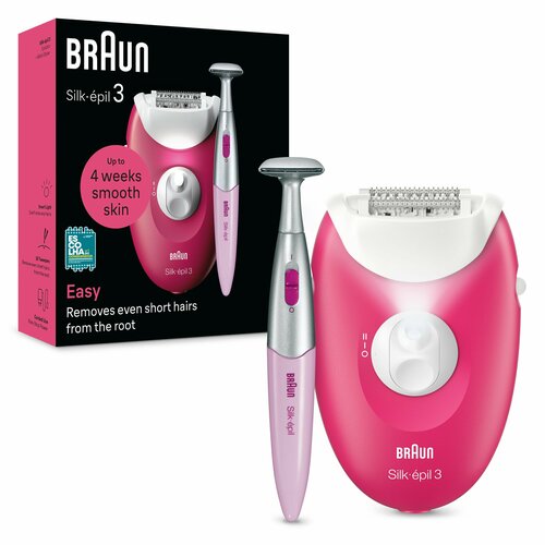 Braun Эпилятор S3 SE3-202 с бикини-триммером малиновый