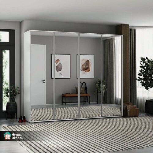 Изображение товара Шкаф-купе четырехдверный для одежды с зеркалом, Модель Бакс-19, Мебель для спальни и гостиной