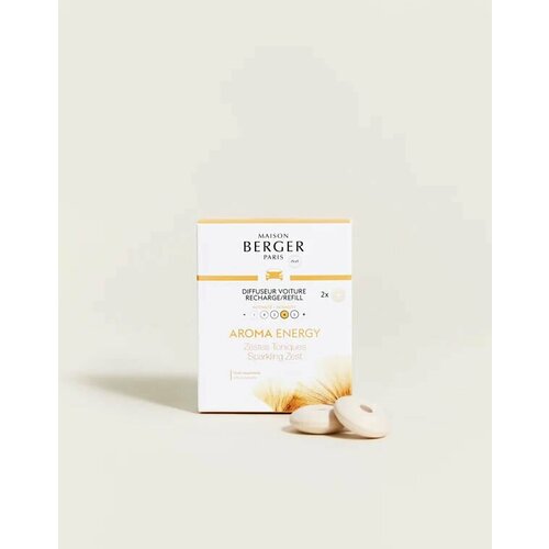 Сменные блоки для автомобильного ароматизатора Maison Berger Aroma Energy Zestes Toniques с ароматом цитруса и мускуса 2300₽