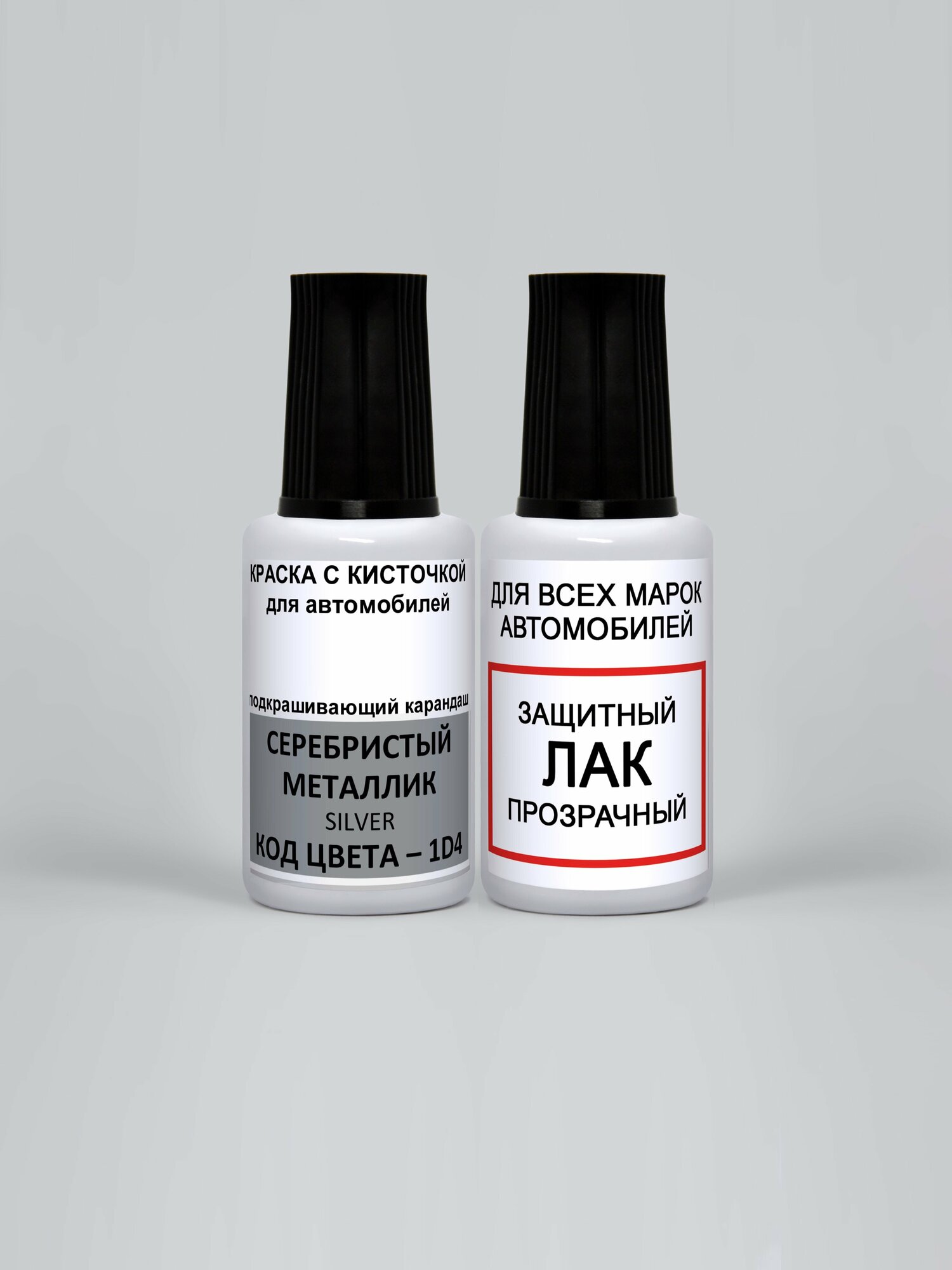 фото ADC Paint Краска для сколов во флаконе с кисточкой 1D4 Toyota Серебристый металлик, Silver, краска+лак 2 предмета 35мл