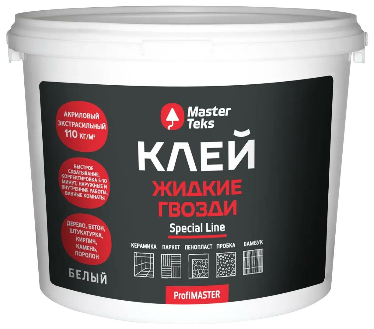 Клей монтажный Masterteks экстрасильный цвет белый 4.5 кг