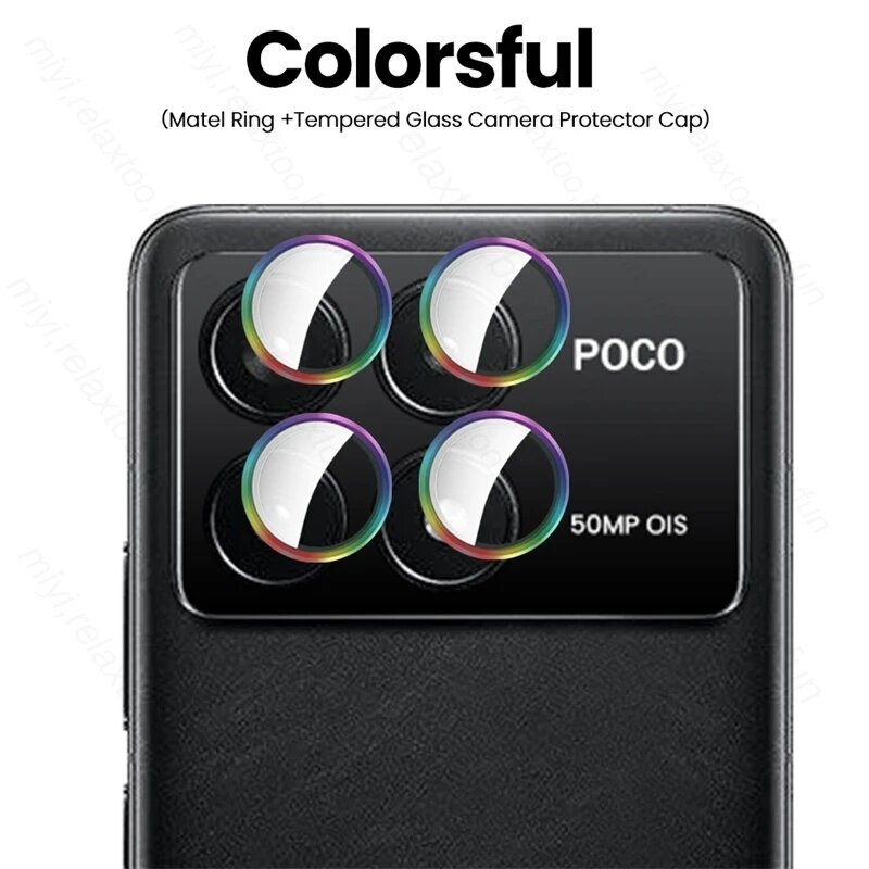 Для Xiaomi Poco F6 Pro 5G Чехол 9D закаленное стекло + кольцо для мастера Защитная крышка для объектива камеры PocoF6 Poko Little F6Pro F 6 Pro 6Pro 6F