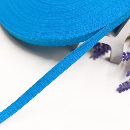 Хлопковая лента 10/20 мм белая 5 ярдов, lake blue, 20mm 5yards