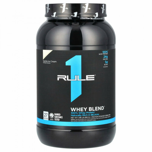 Rule One Proteins, Whey Blend, протеиновая смесь для приготовления напитка, клубника и крем, 891 г (1,96 фунта)