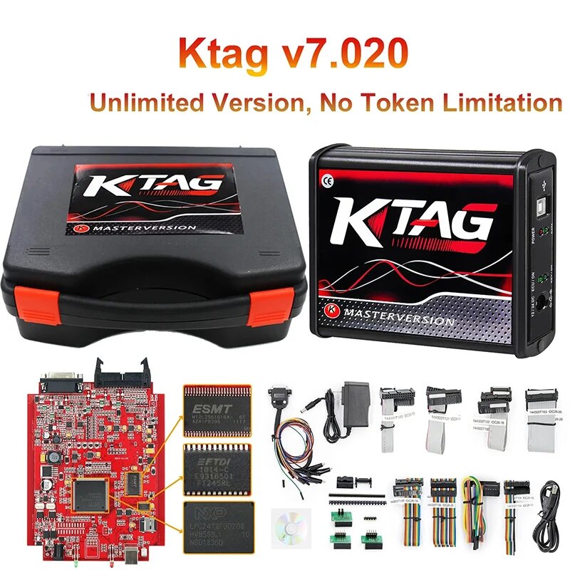 2024 KTAG V7.020 V2.25 Красная печатная плата Красный Европейский программатор ЭБУ Необмежена кількість точек Сетевой онлайн Kess K-TAG 7,020 Настройка OBD2, Ktag Tool box