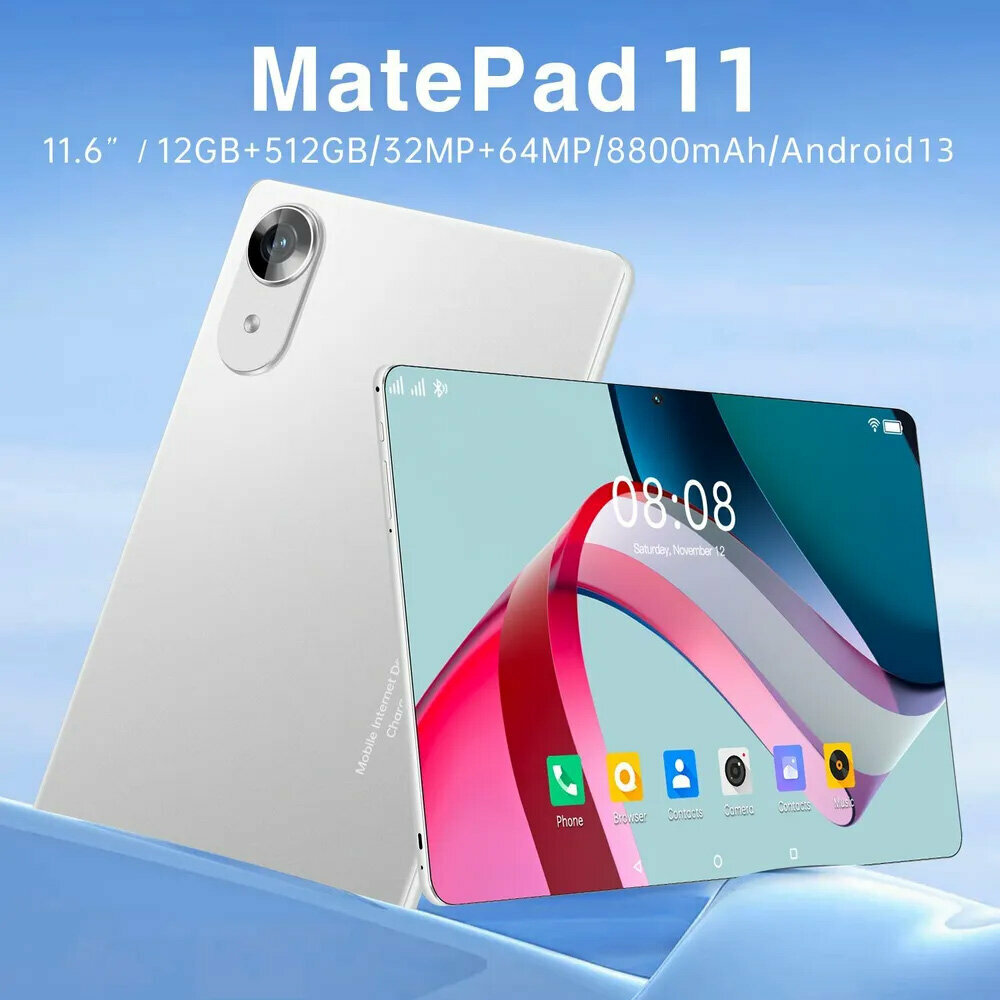 Планшет андроид MPad11 с клавиатурой 11.6 дюйма, 12GB /512 GB, Android 13 WiFi + Две Sim-карты Черный — фото 1