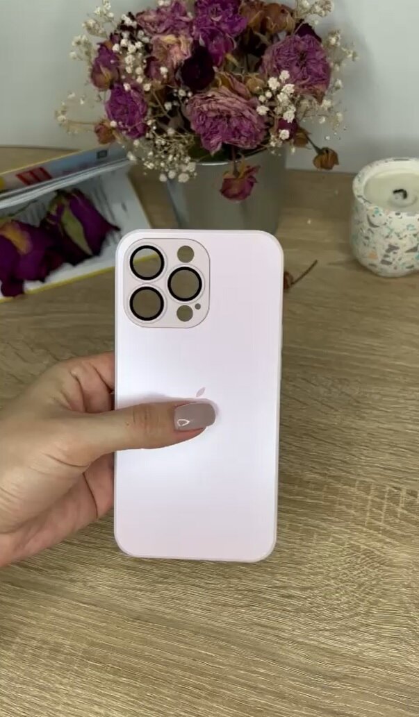 Чехол матовый стеклянный на iPhone 13 Pro Розовый