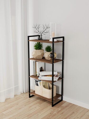 Изображение товара Стеллаж IamLoft 117x60x31 , лофт, универсальный, ЛДСП, металл, цвет ясень тёмный