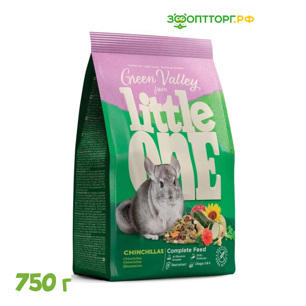 Little One Зеленая Долина беззерновой корм для шиншилл Травы, 750 г.