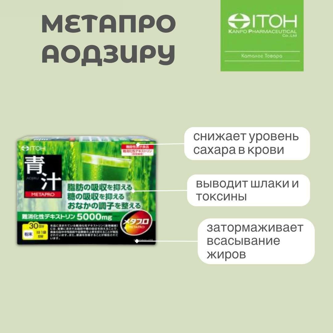 Витаминный напиток ITOH Метапро аодзиру - зеленый напиток 8.5 г, 30 саше, на 30 дней