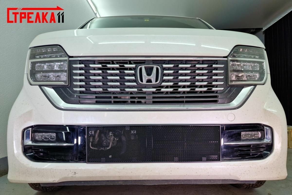 Защита радиатора нижняя (РФ номер) для Honda N-WGN 2022-н. в. / сетка на бампер внешняя Хонда н вгн