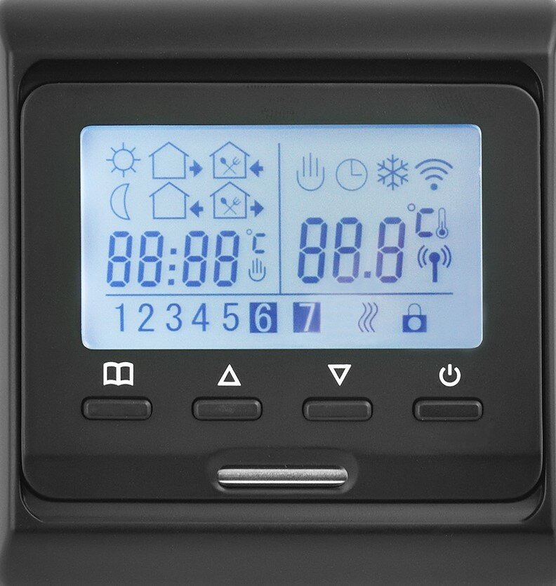 Терморегулятор Varmel RTC 51.716 черный с WIFI для теплого пола и ИК-отопления совместим с Алисой — фото 1