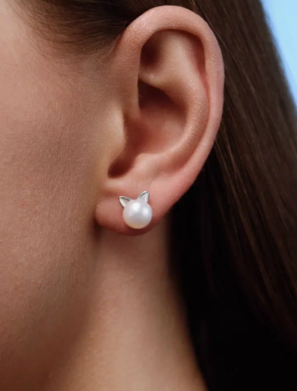Серьги пусеты Argentum, серебро, 925 проба, родирование, жемчуг