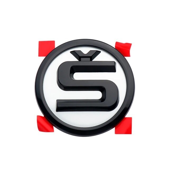 Эмблема Шкода/значок шильдик Skoda на капот 90 мм 32D853621A белая NEW