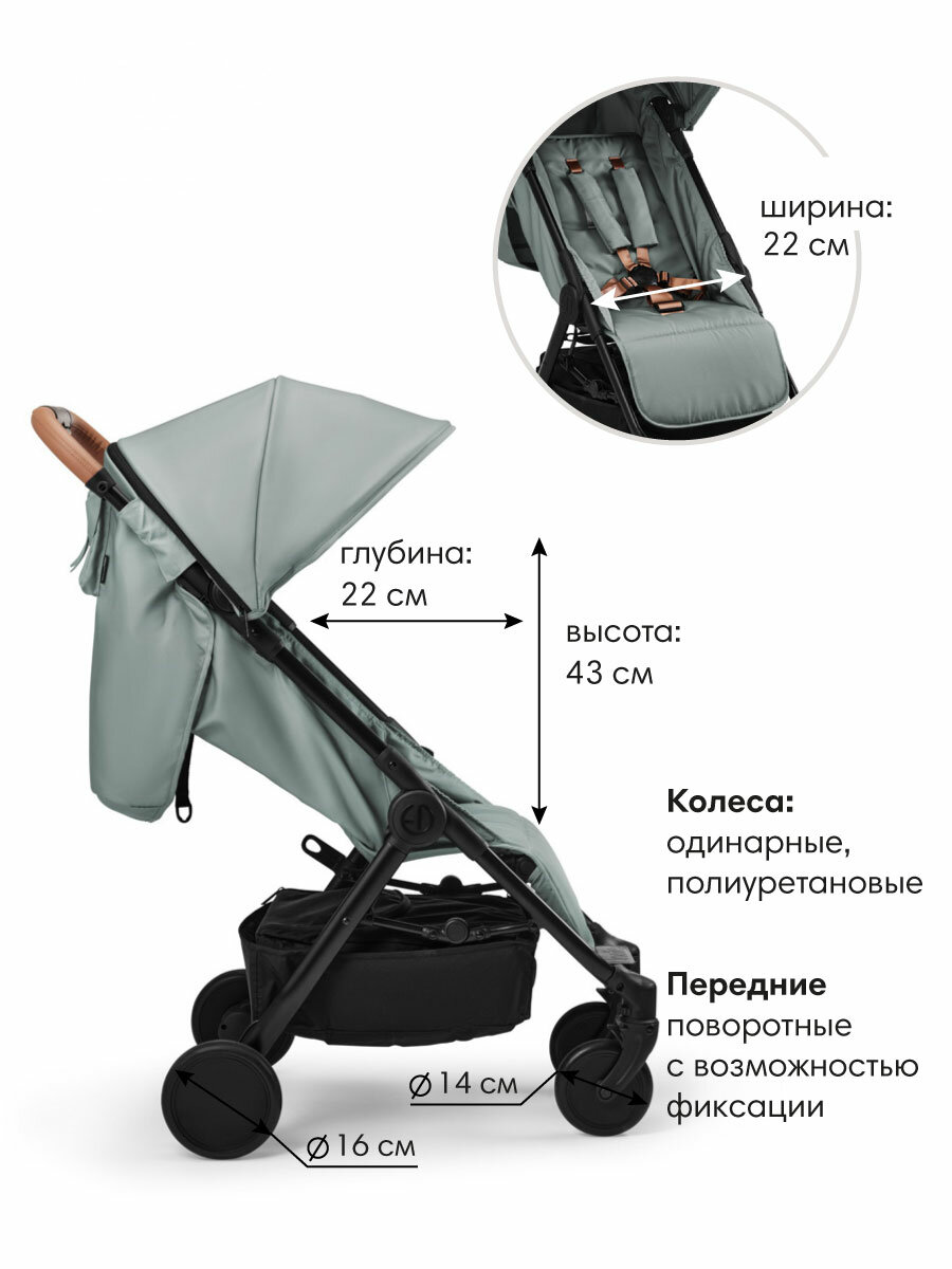 Обзор: Коляска прогулочная Elodie MONDO - Hazy Jade, с сумкой-рюкзаком