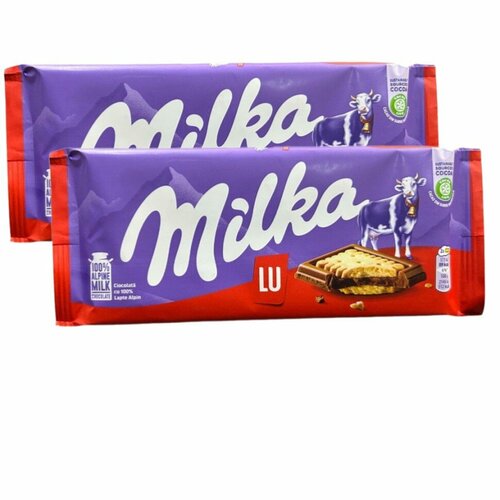 фото Шоколад молочный milka lu 87 грамм 2 штуки