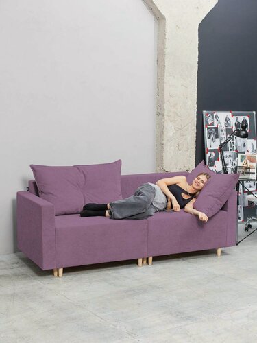 Изображение товара Раскладной диван кровать Пекин NEW прямой модульный, механизм еврокнижка, 213х102х85 см, фиолетовый