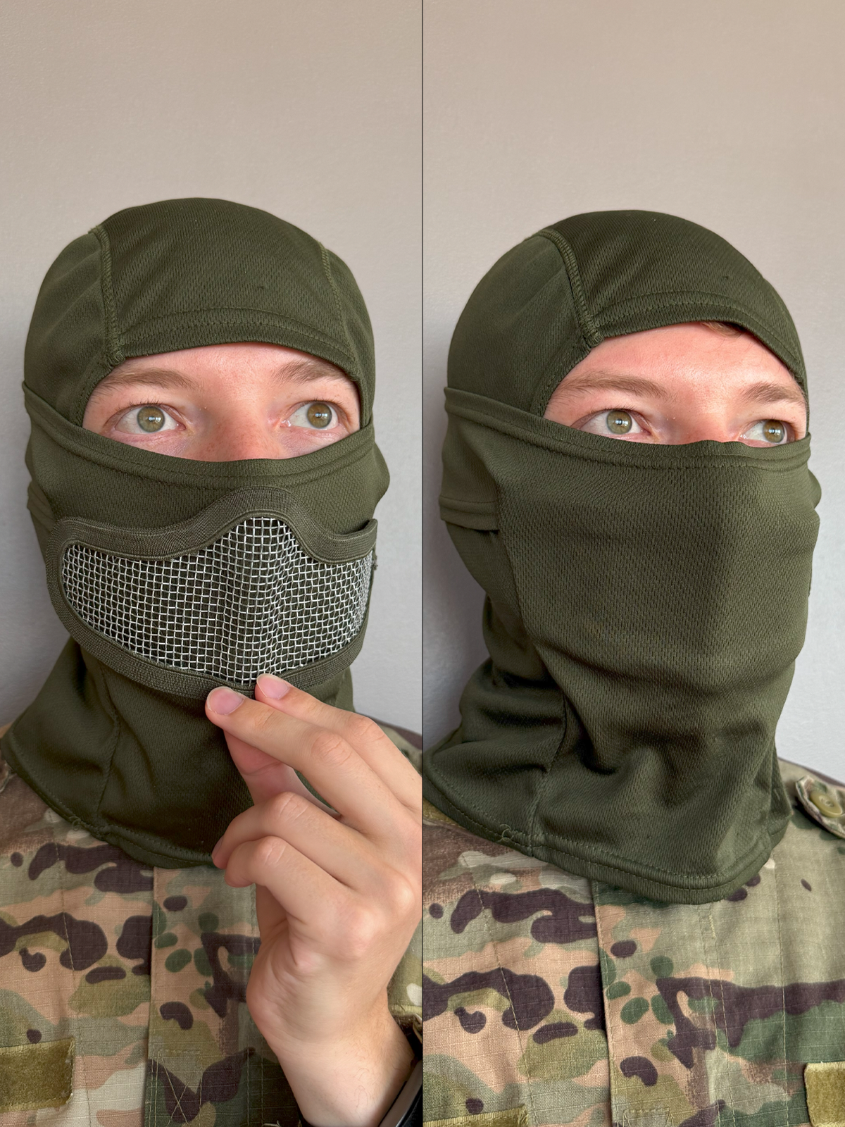 Маска-капа страйкбольная с защитой носа Бейн, металлическая сетка — фото 1