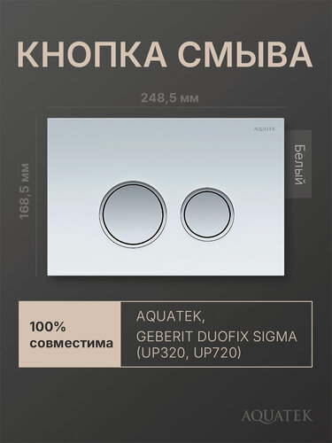Изображение товара Кнопка смыва для инсталляции Geberit Sigma, Aquatek, белая, стекло, круглая