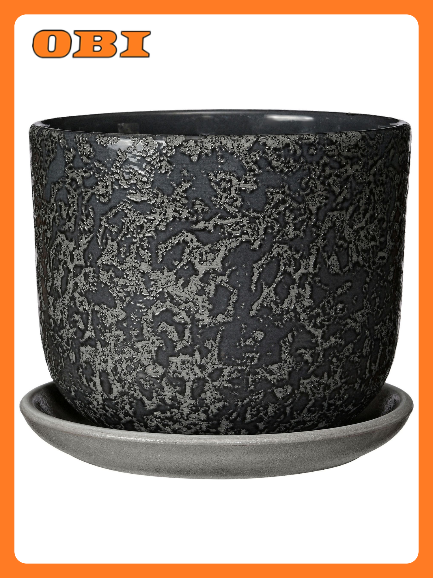 Горшок Маджента d-15 см керамический черный с поддоном