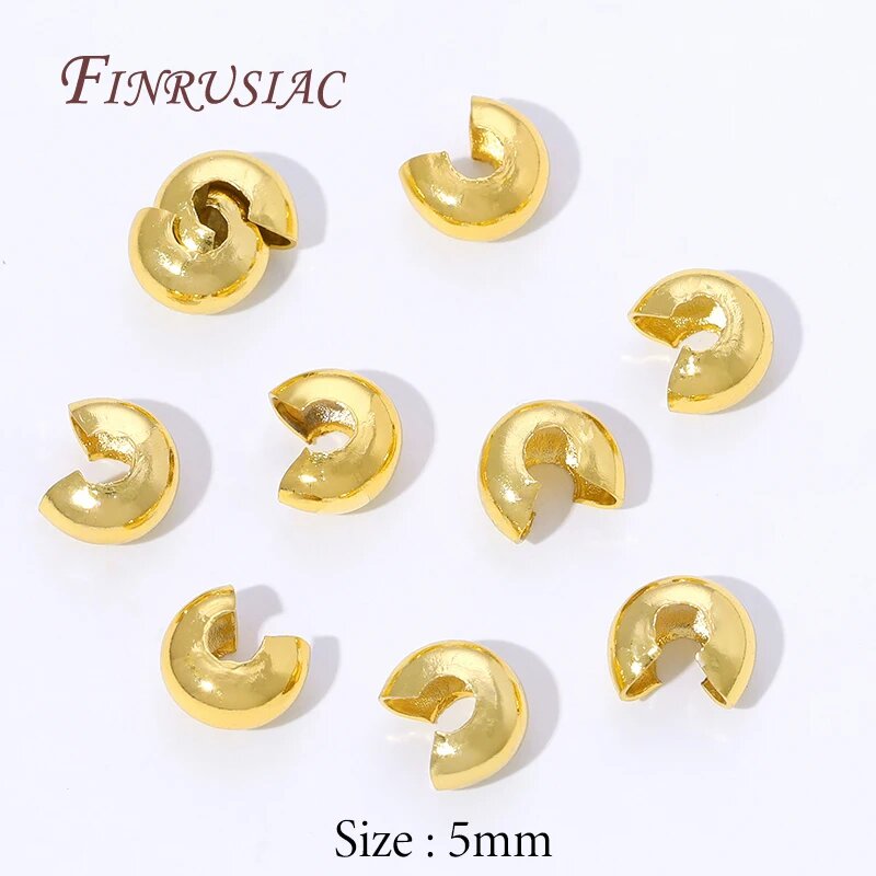 Обжимные бусины позолота 18K, 5 мм FINRUSIAC