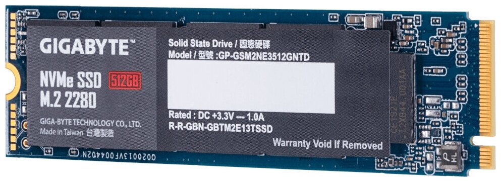 M.2 2280 512GB Gigabyte Client SSD Gp-gsm2ne3512gntd PCIe Gen3x4 with NVMe, 1700/1550, Iops 270/340K