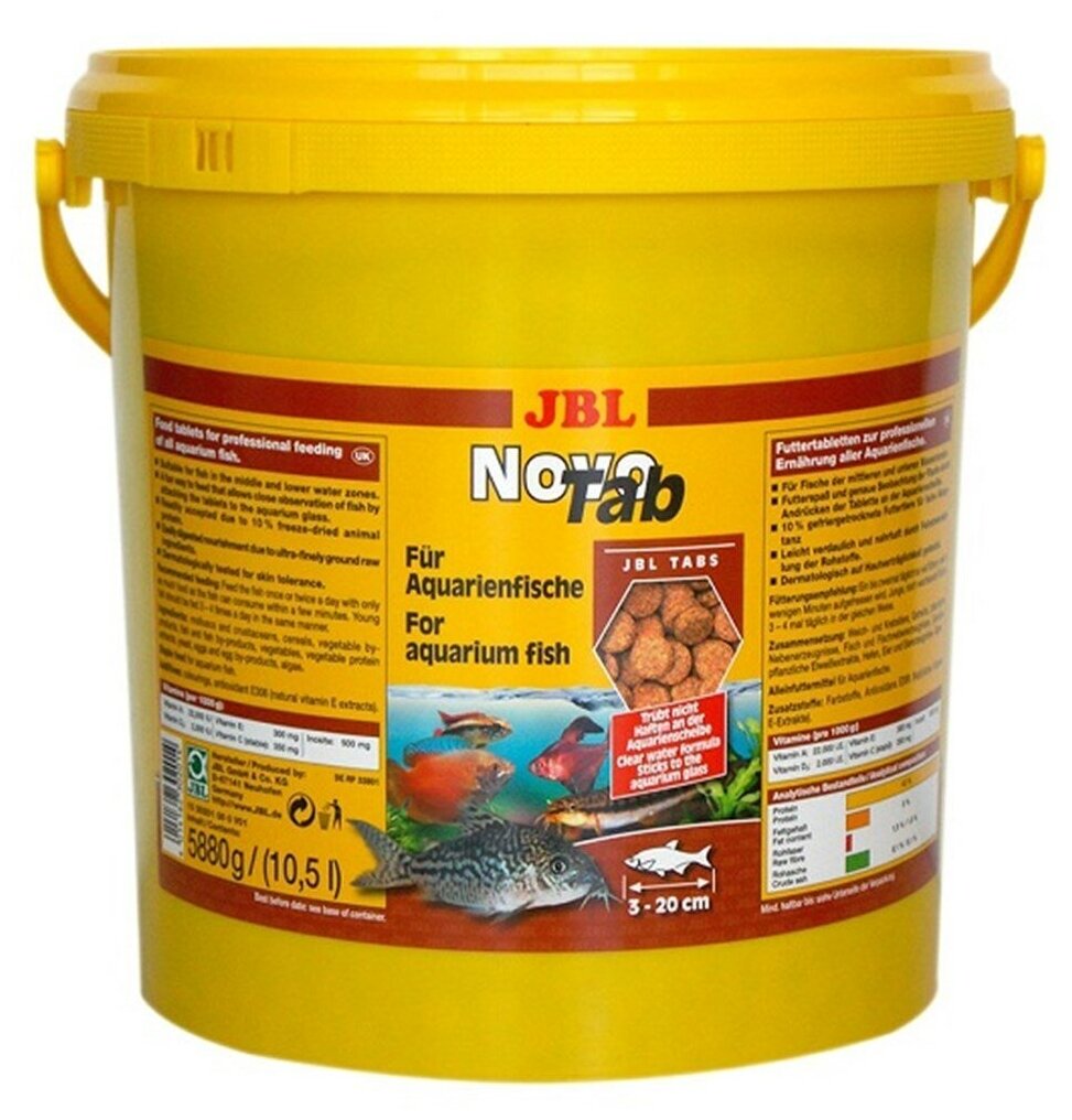 JBL NovoTab - Основной корм для пресноводных аквариумных рыб, таблетки, 10,5 л (5880 г