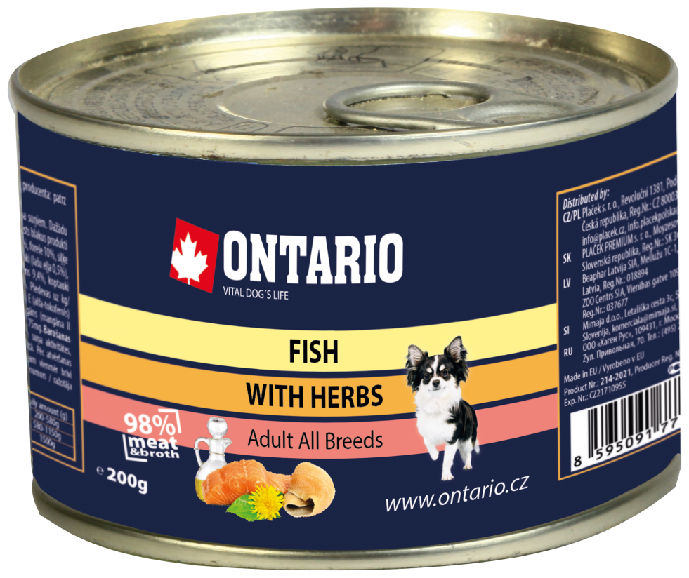 ONTARIO для взрослых собак рыбное ассорти (200 гр)