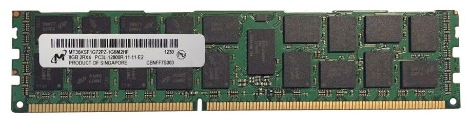 Серверная оперативная память DIMM DDR3L 8192Mb, 1600Mhz, Micron ECC REG CL11 1.35V (MT36KSF1G72PZ-1G6M2HF)