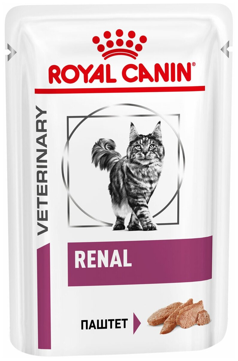 Влажный корм для кошек Royal Canin Renal, при проблемах с почками 12 шт. х 85 г (паштет)