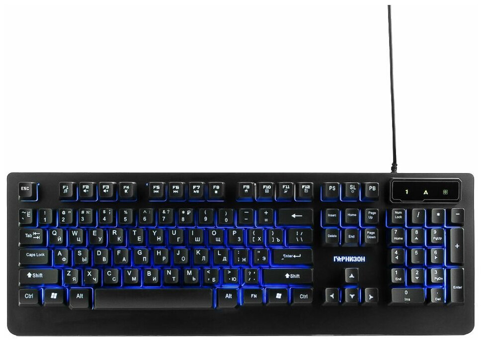 Клавиатура Гарнизон GK-310G металл, синяя подсветка, 6кл. Anti-Ghosting, USB