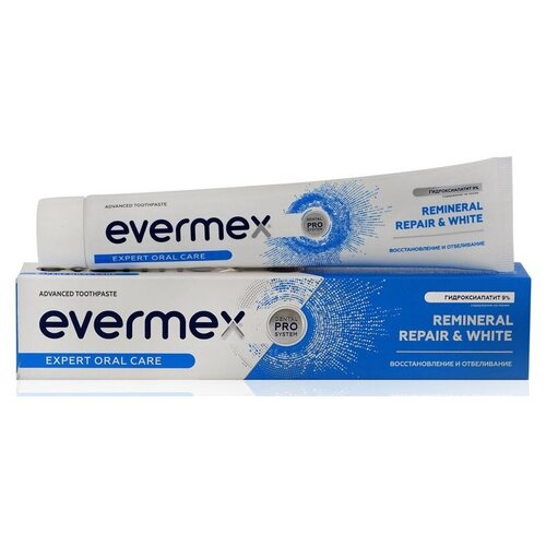 Зубная паста Evermex Remineral Repair & White, 75 мл, 75 г зубная паста evermex active repair 75 мл
