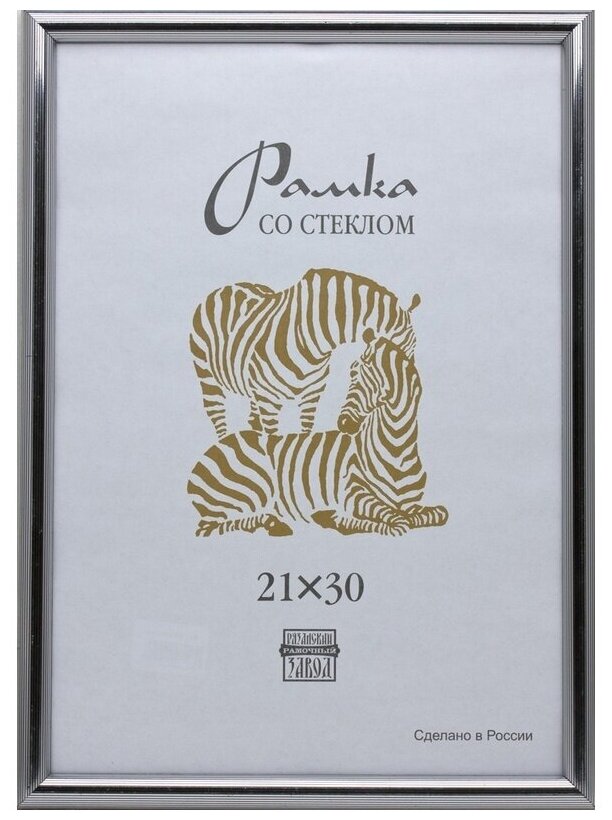 Рамка оформительская Zebra пластиковая А4 серебряного цвета